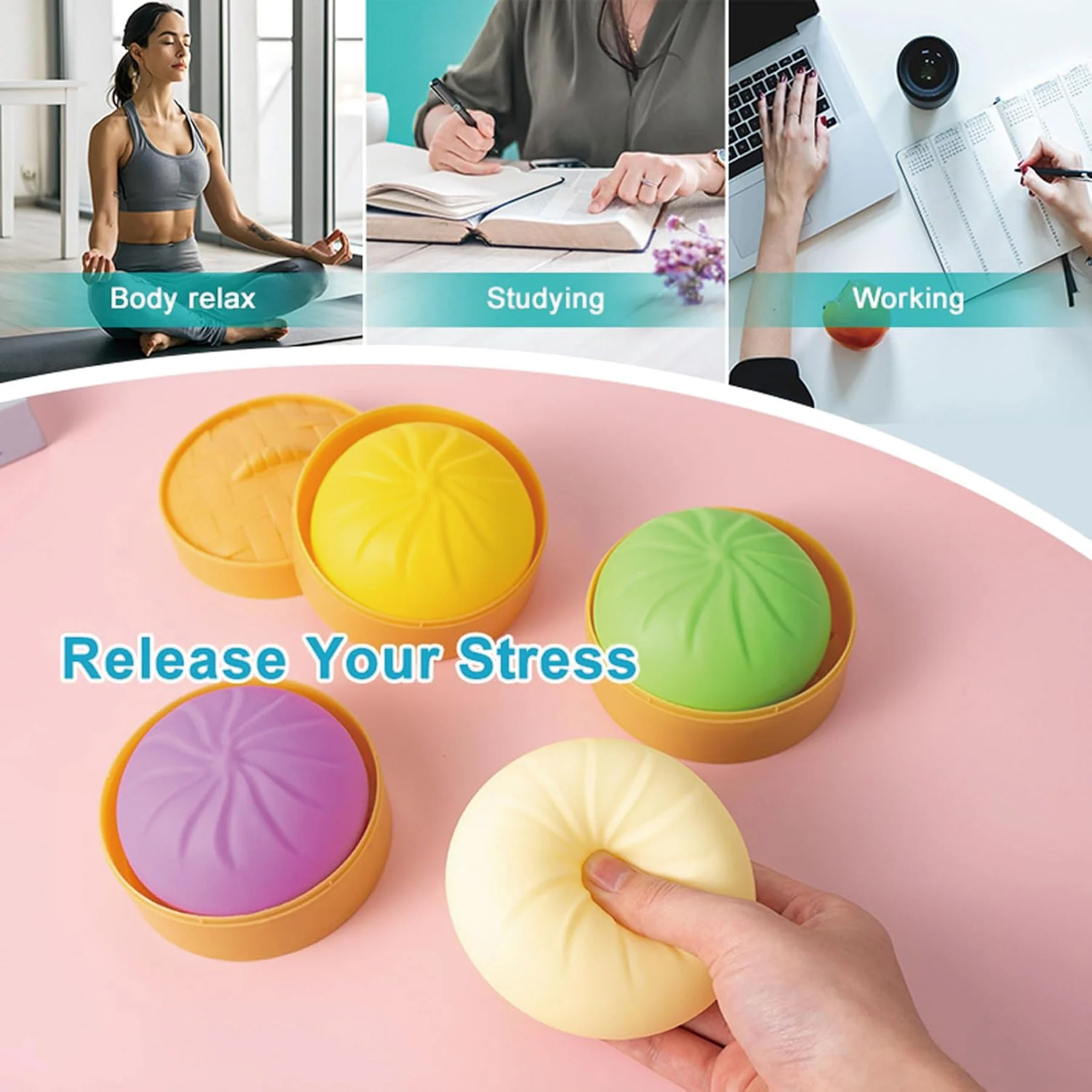 Jumbo Steamed Bun Squishy Stress Relief Toy