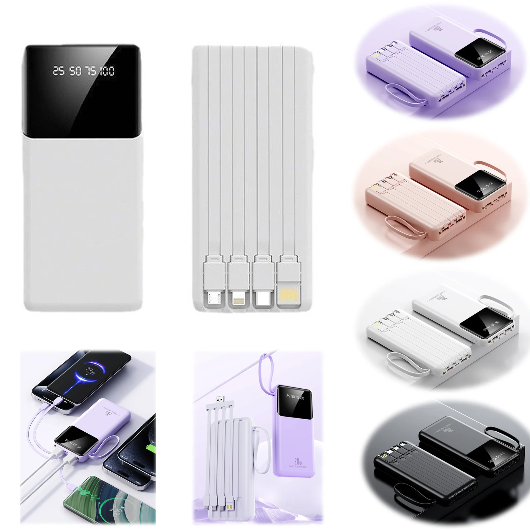 Self-Contained Fast Charging Power Bank 20000Mah