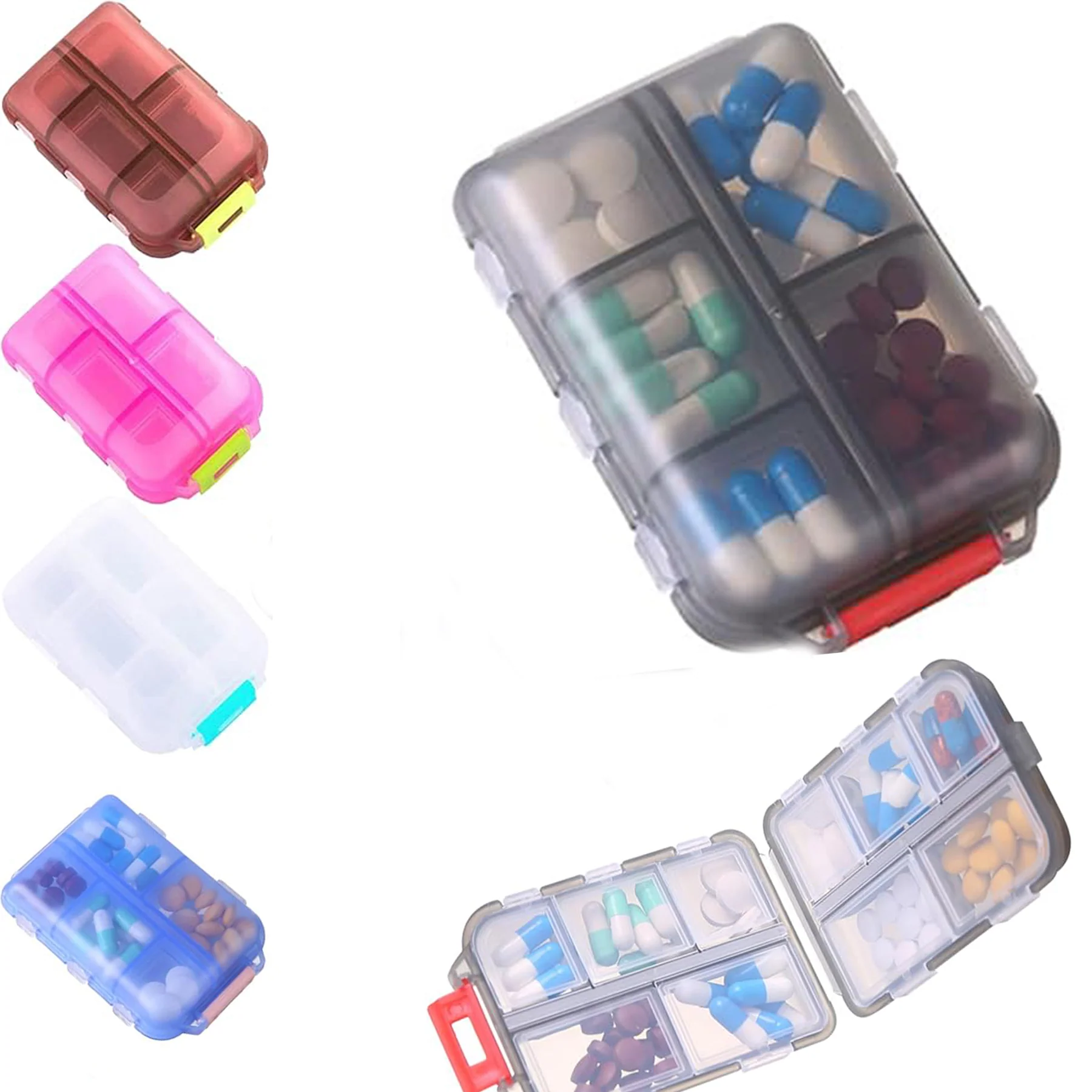 10 Compartments Travel Pill Box