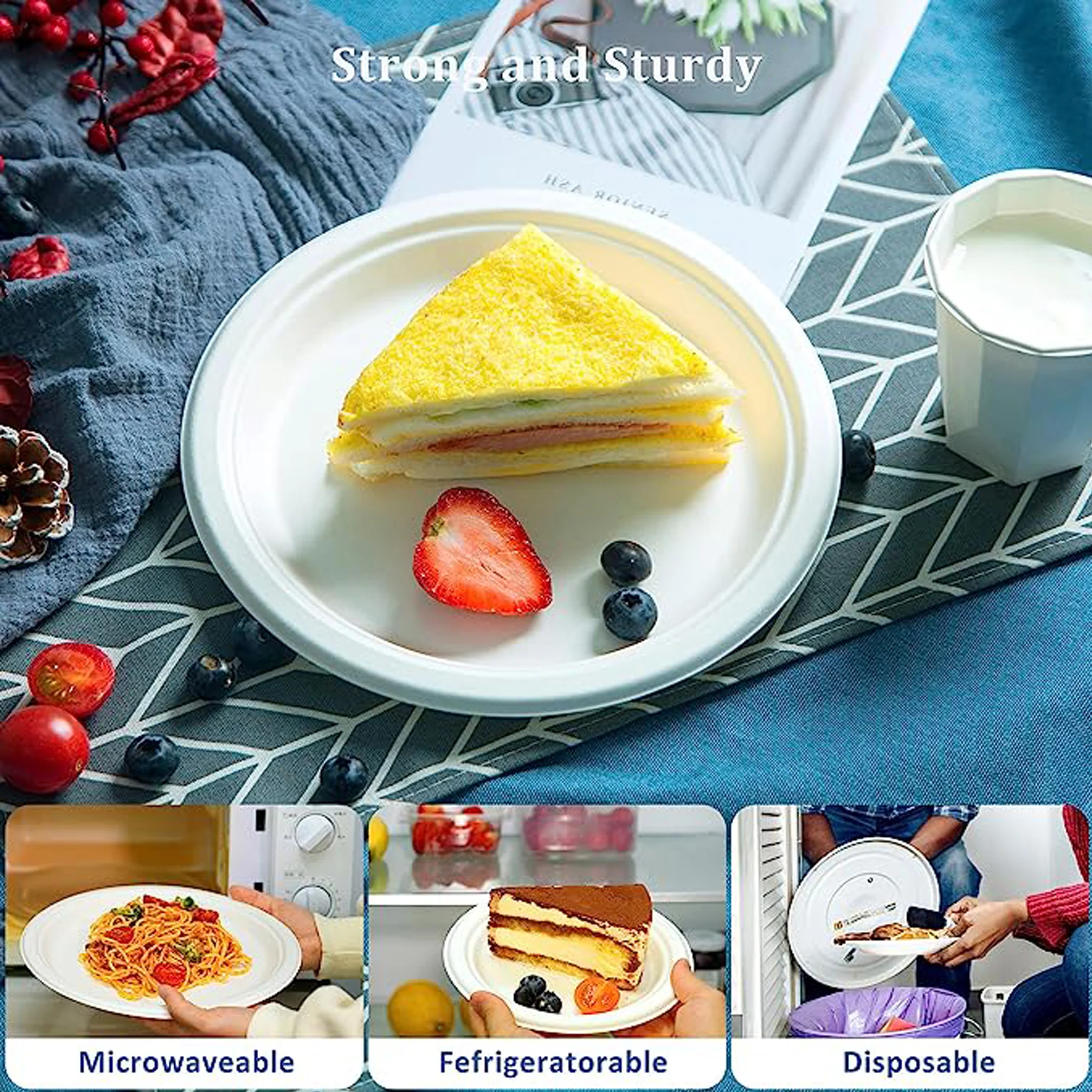 8" Bagasse Fiber Disposable Plates
