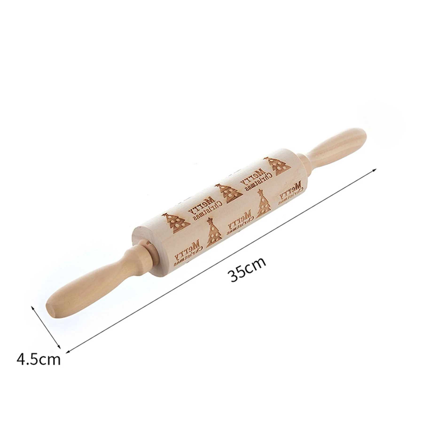 Christmas Embossed Wooden Rolling Pin For Baking Cookies