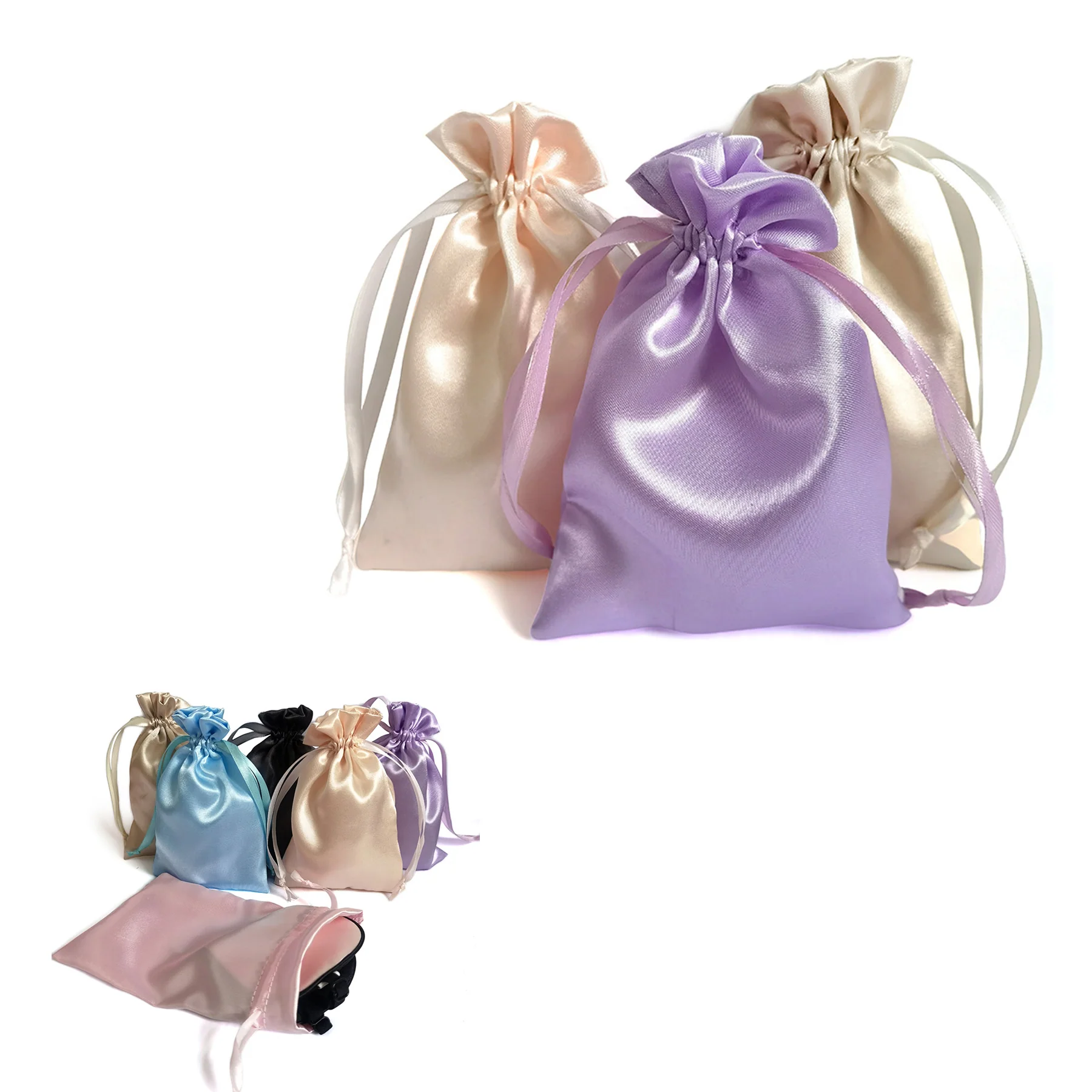 Smooth Satin Drawstring Pocket