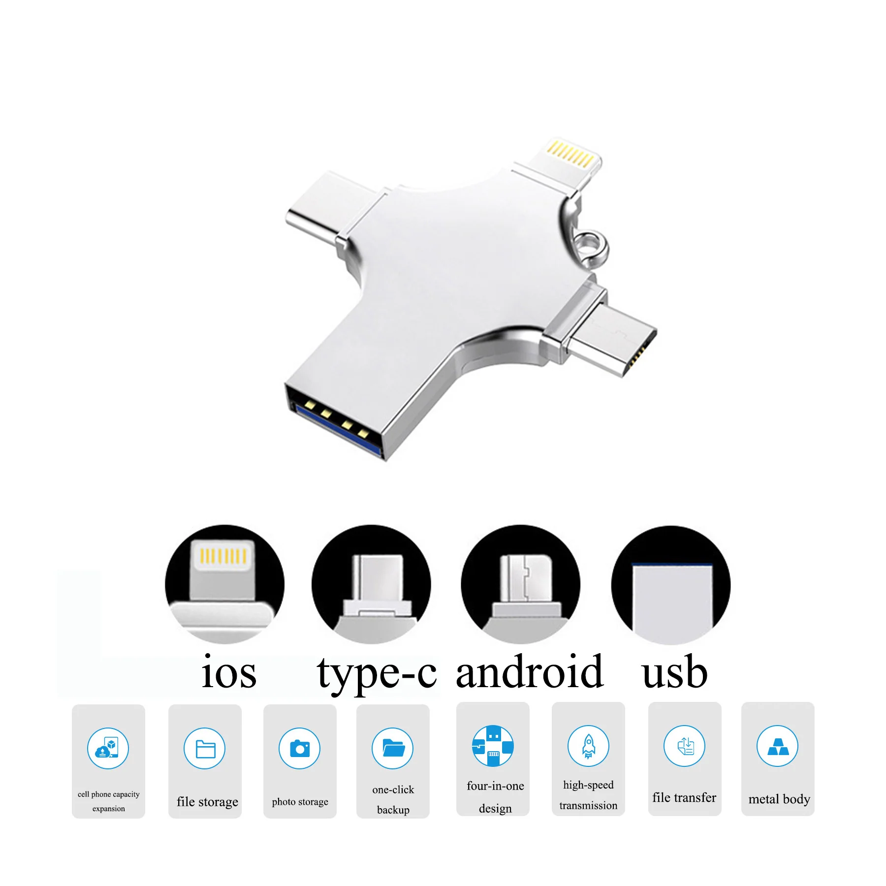 4 in 1 Metal OTG Drive Flash Drive-32GB