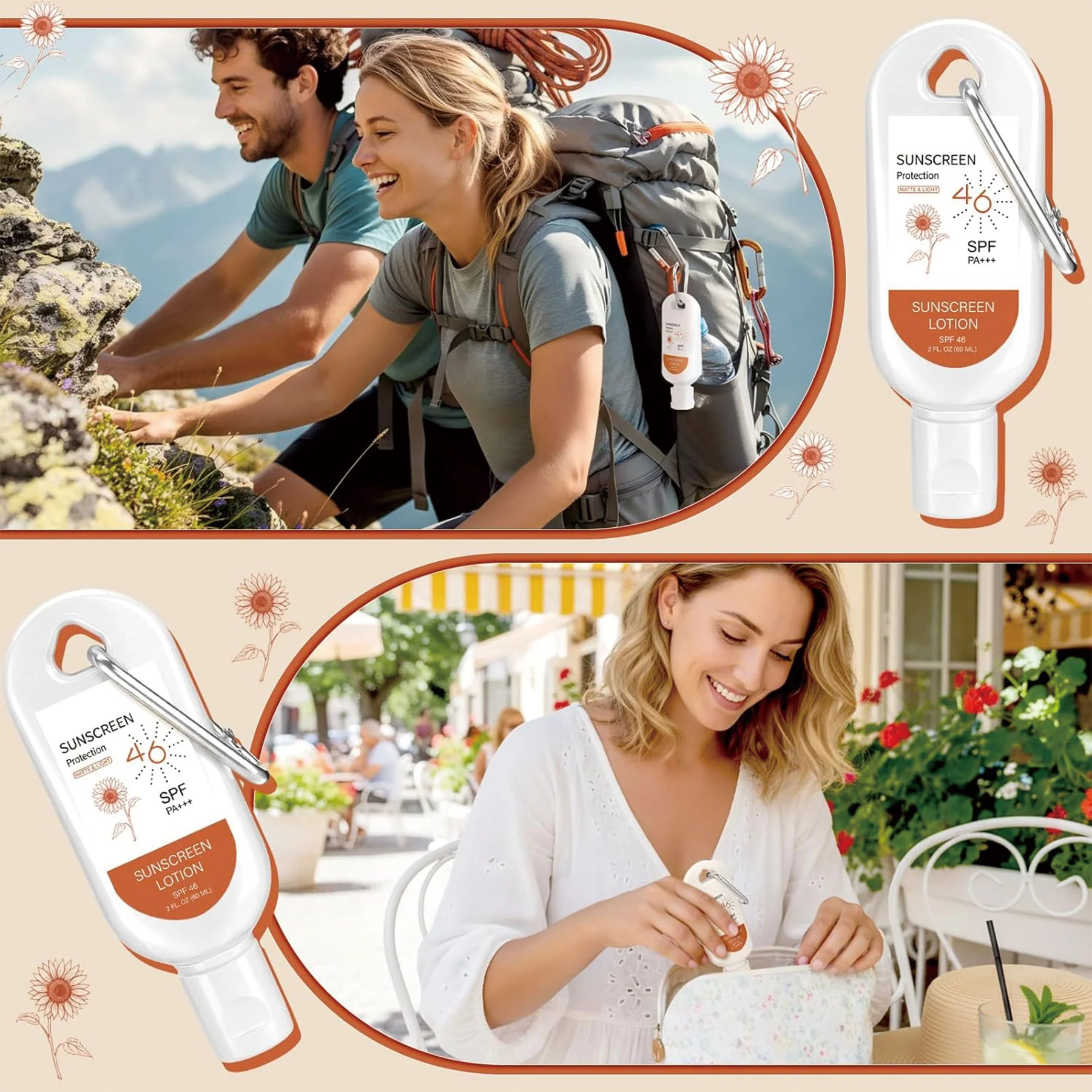 2 Oz. SPF 46 Sunscreen With Carabiner