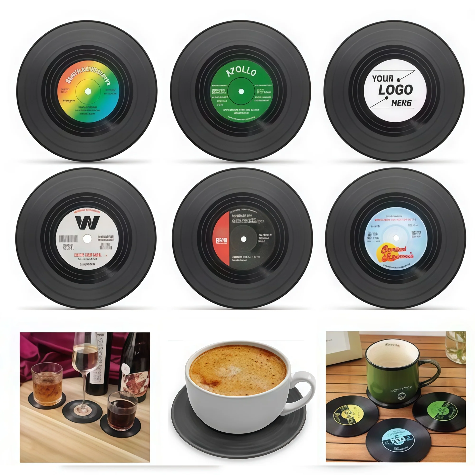 Full Color Print Retro Vinyl Record Coasters