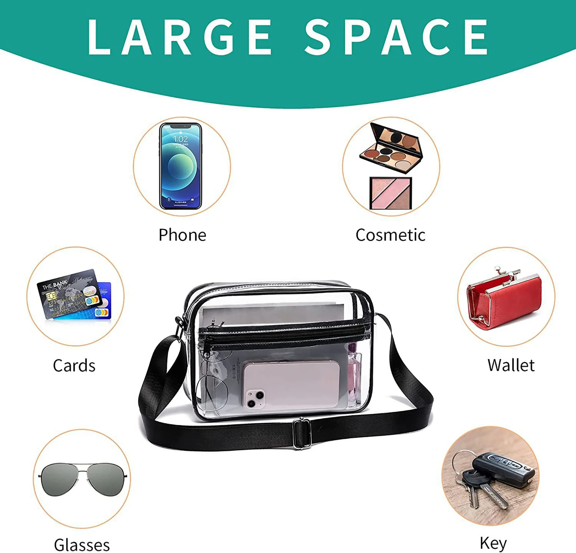 PVC Cosmetic Bag Messenger Bag