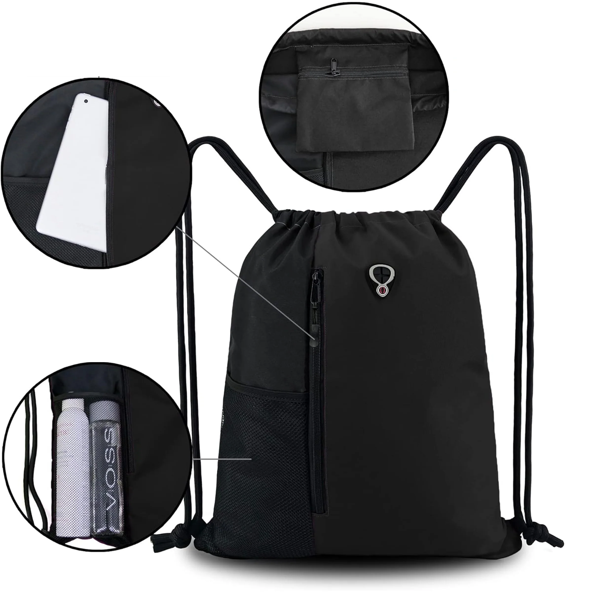 420 D Drawstring Backpack Water Bottle Mesh Pockets