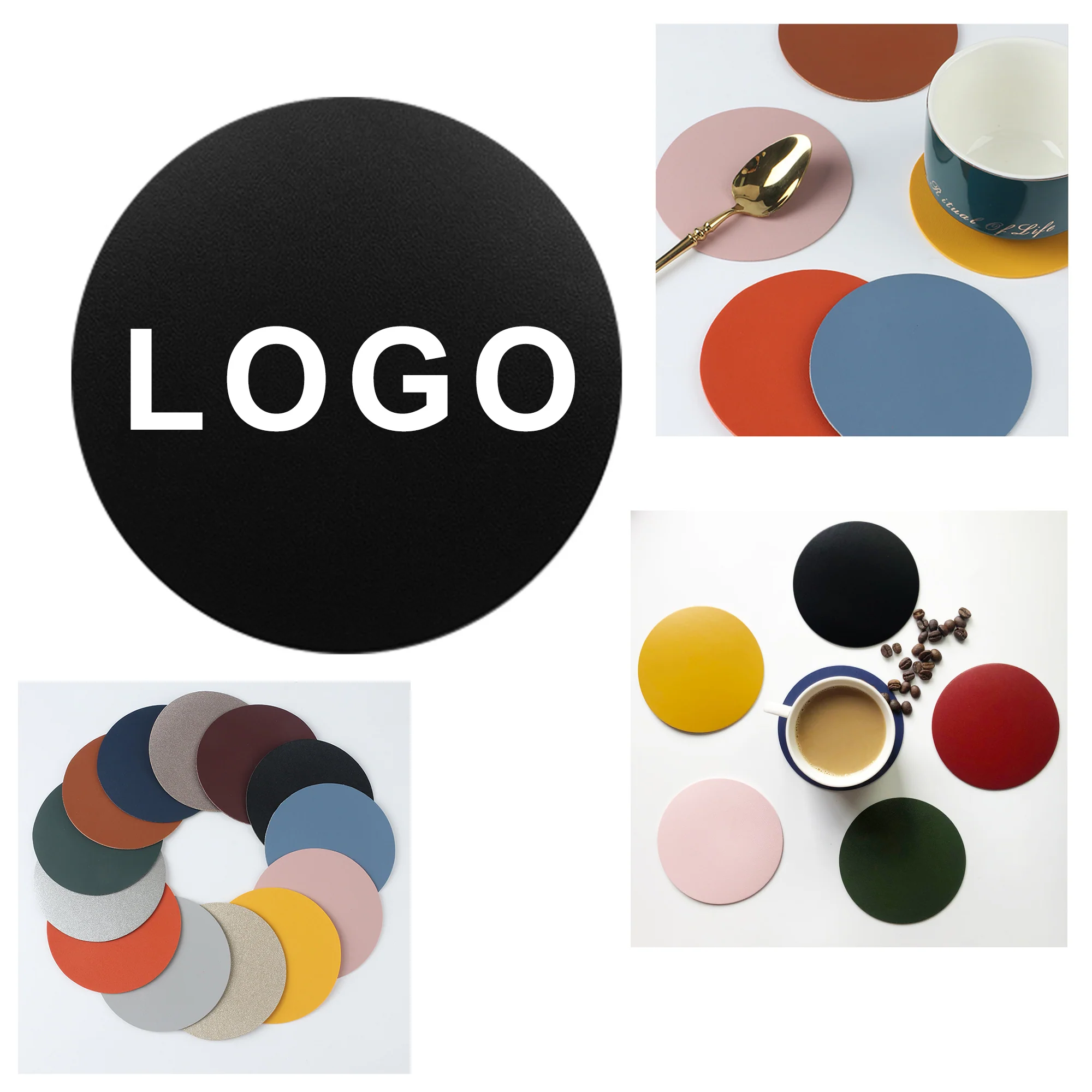 3.94" PU Leather Coaster
