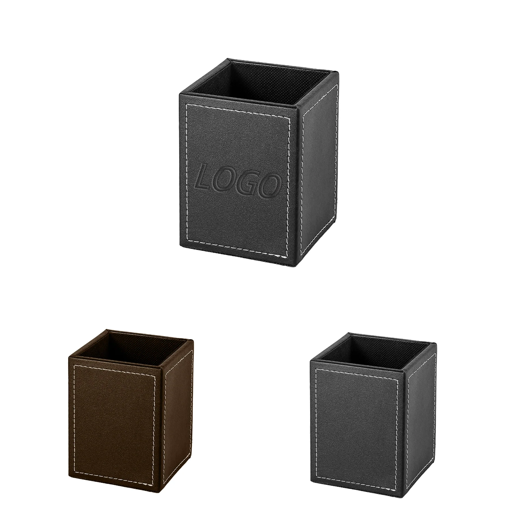 Faux Leather Square Storage Box（3.43"×3.43"×4.61"）