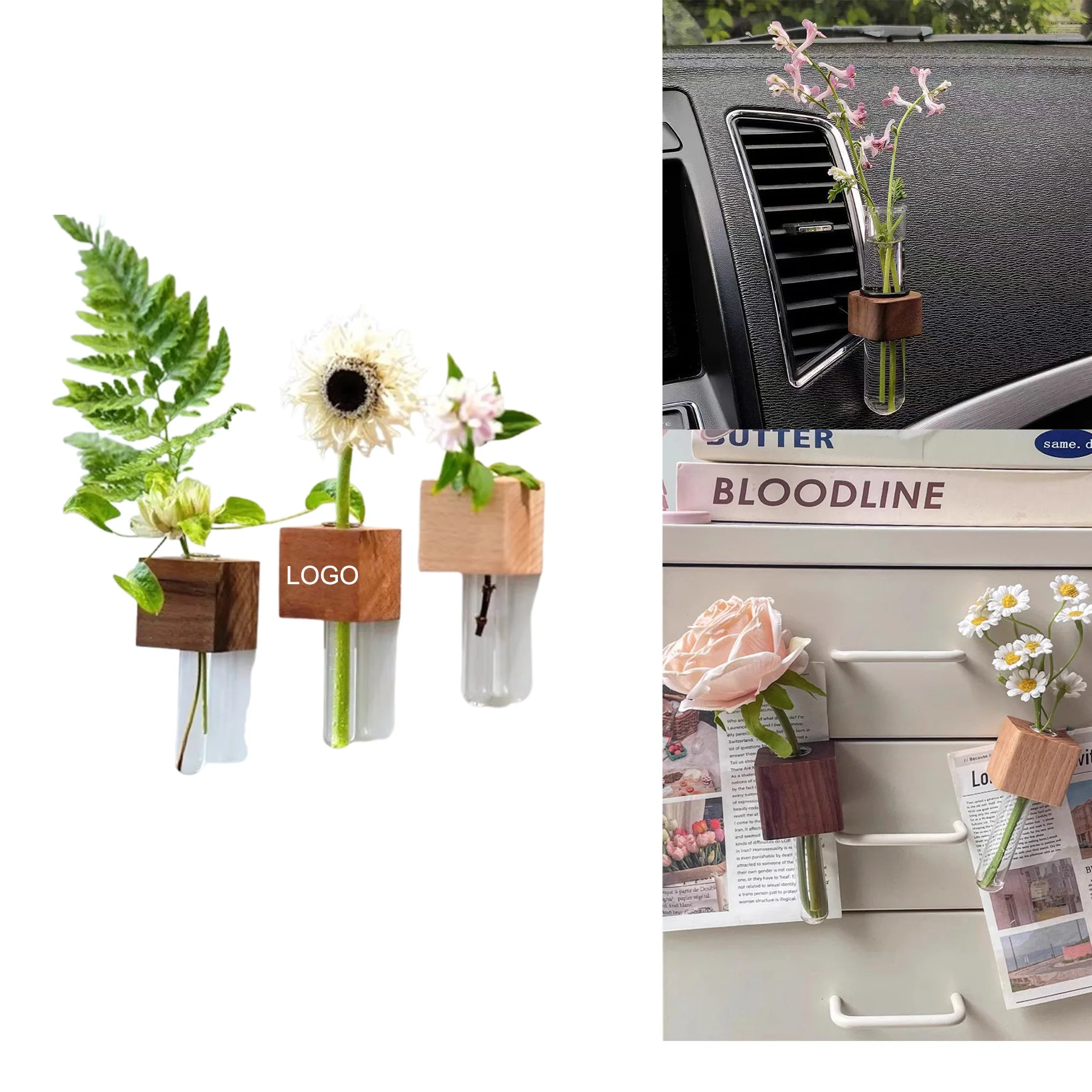 Mini Vase Fridge Magnets Test Tube Plant Flower Vase For Car