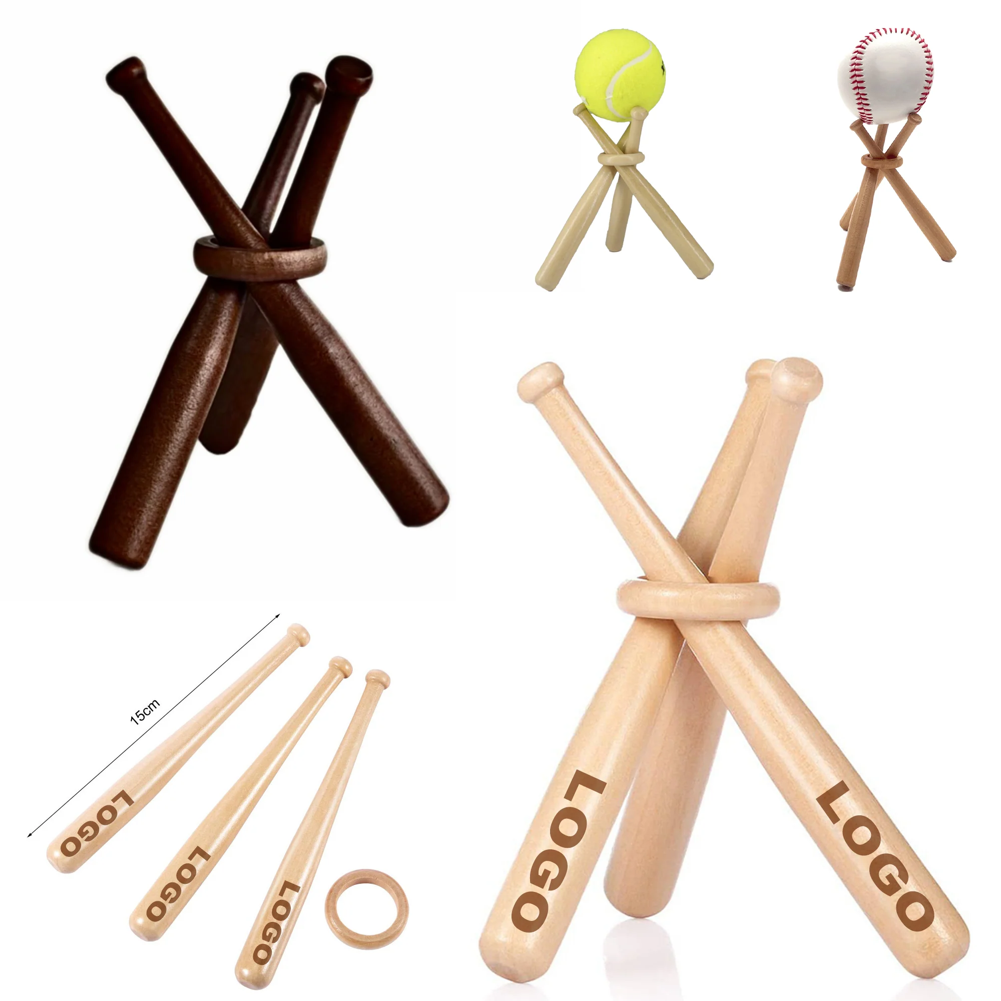 Wooden Baseball Bat Display Stand