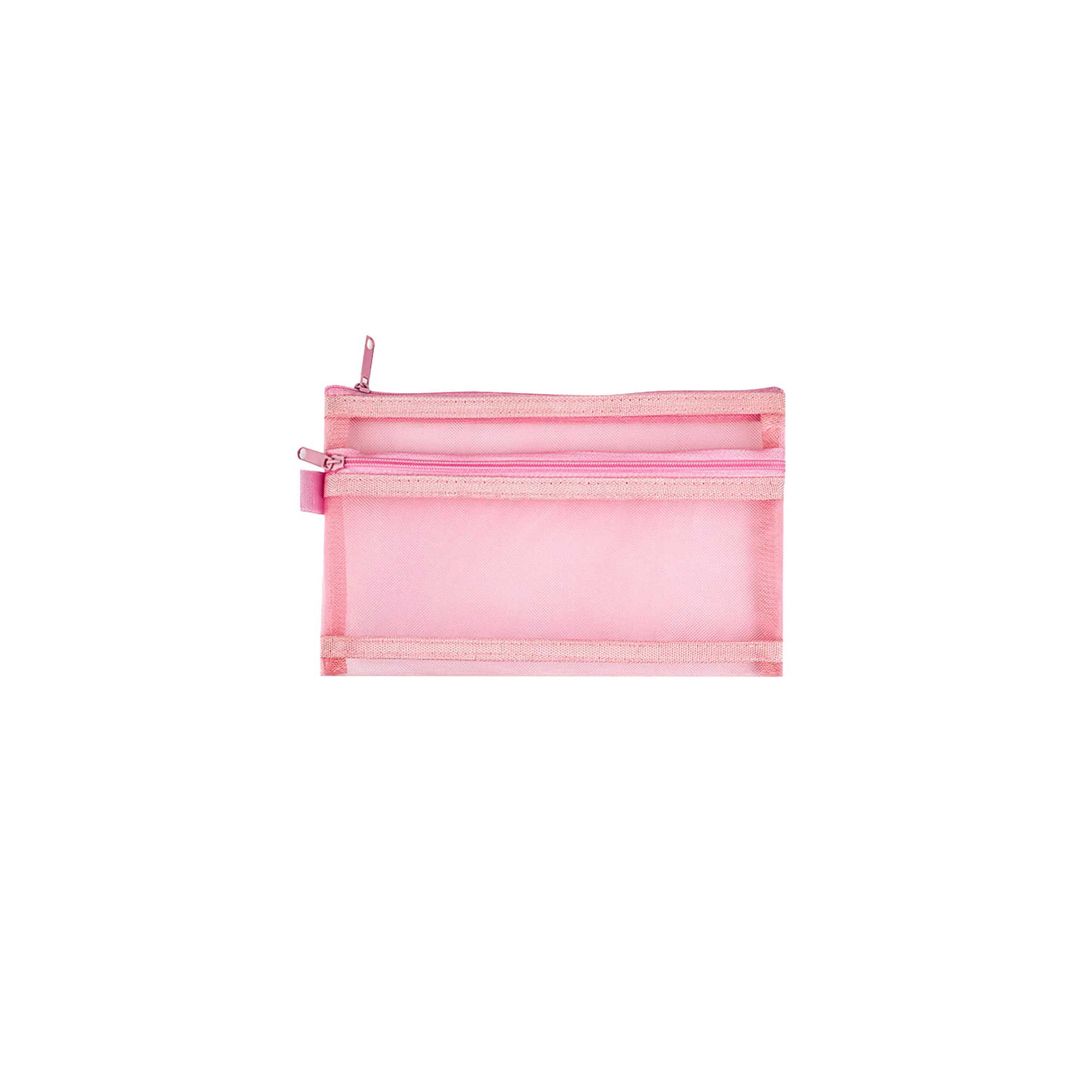 Double-Layer Mesh Zipper Stationery Bag