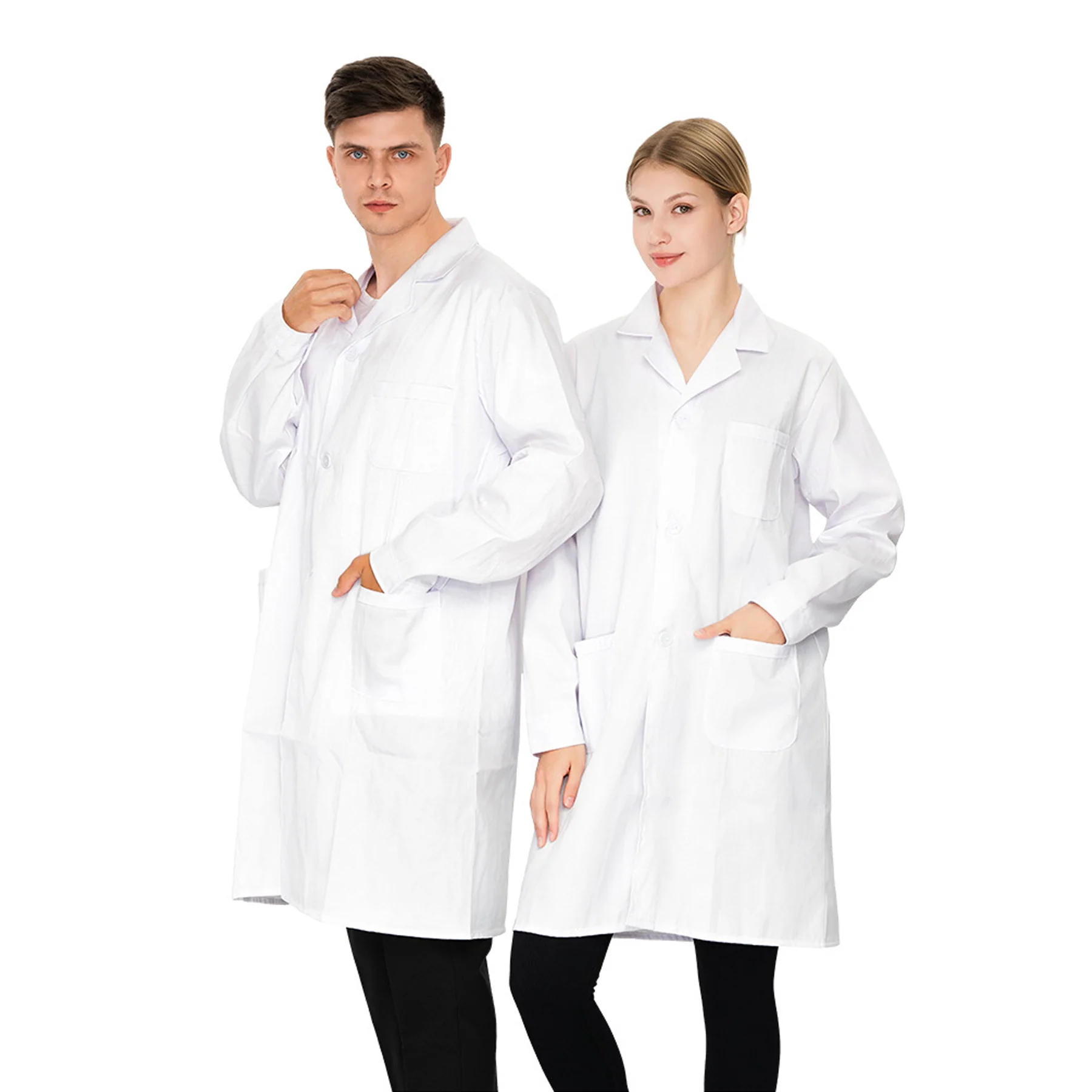 Unisex Cotton White Lab Coat Moisture Wicking