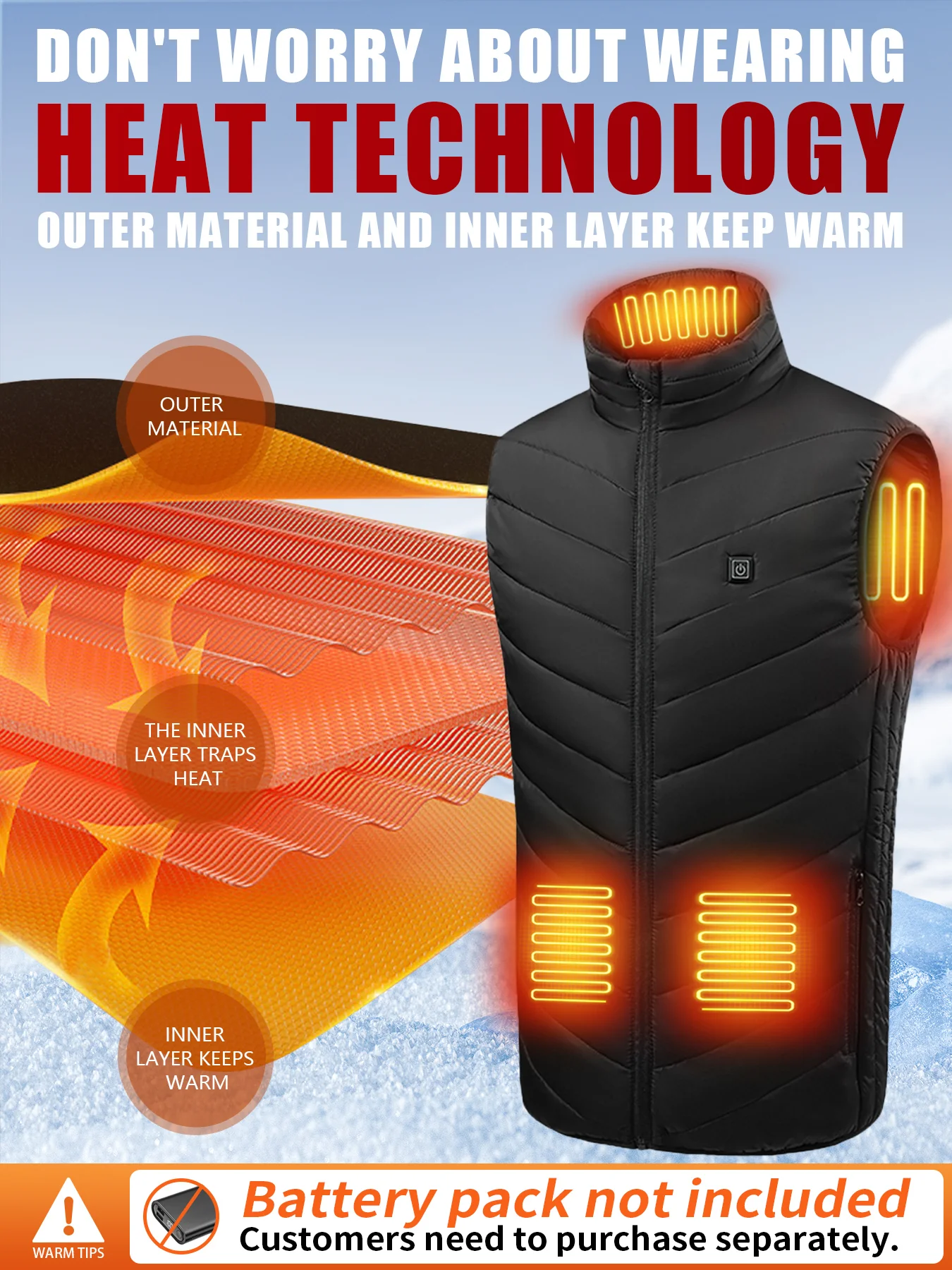 Electric Heated Vest with 3 Heat Levels 9 Heating Zones