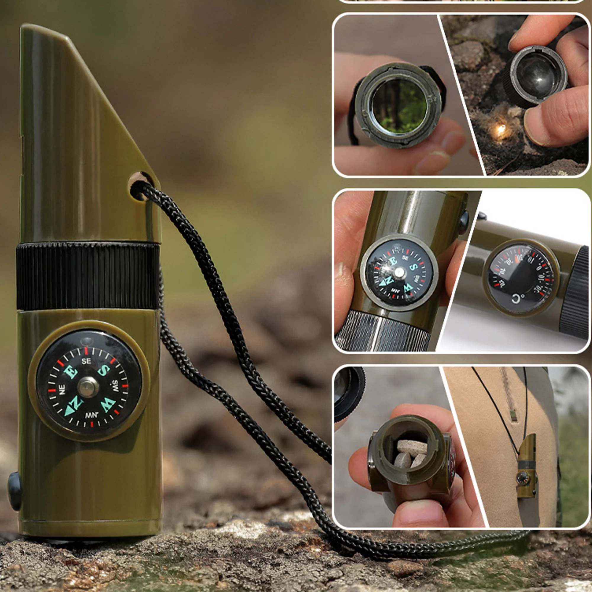 Seven-In-One Multi-Functional Survival Whistle