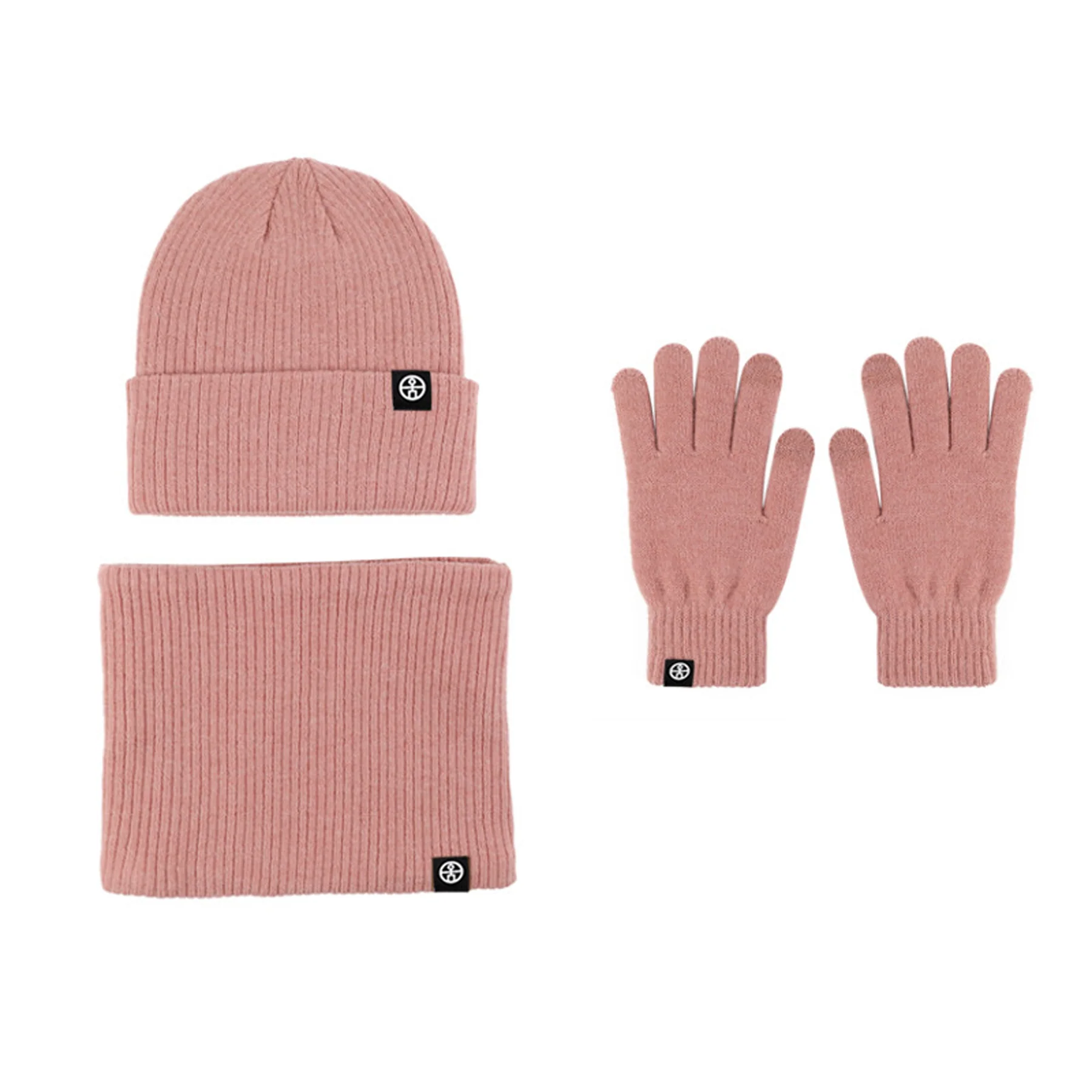 Knitted Hat, Scarf And Gloves Three-Piece Set