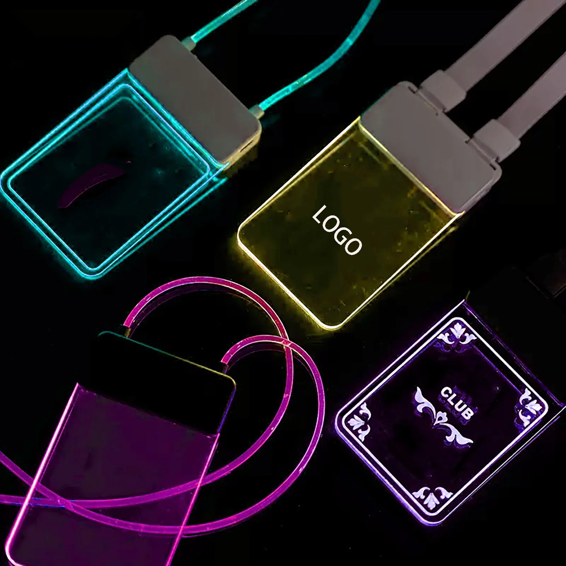 Custom Acrylic Light-Up LED Badge Necklace