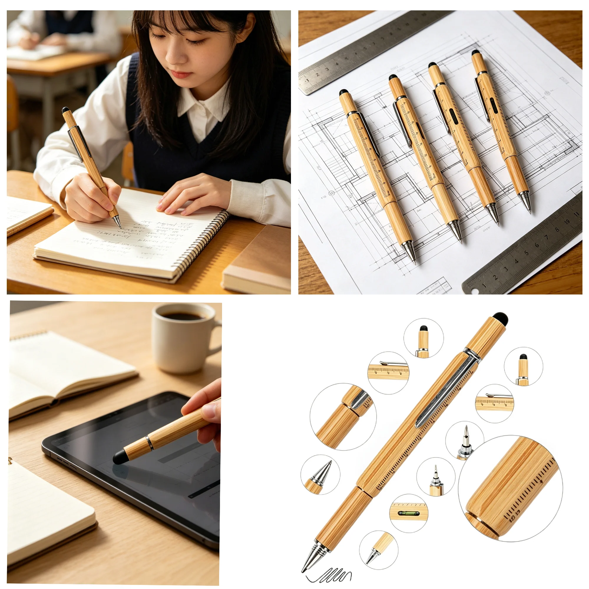 Compact Bamboo Multi-Tool Pen
