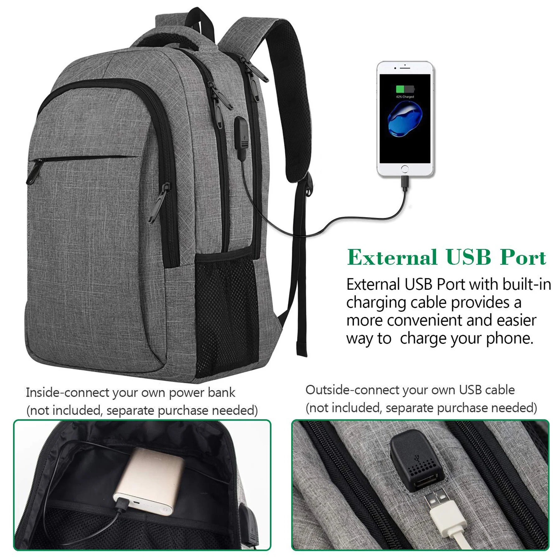 Anti-Theft Travel Laptop Backpack With Usb Charging Port