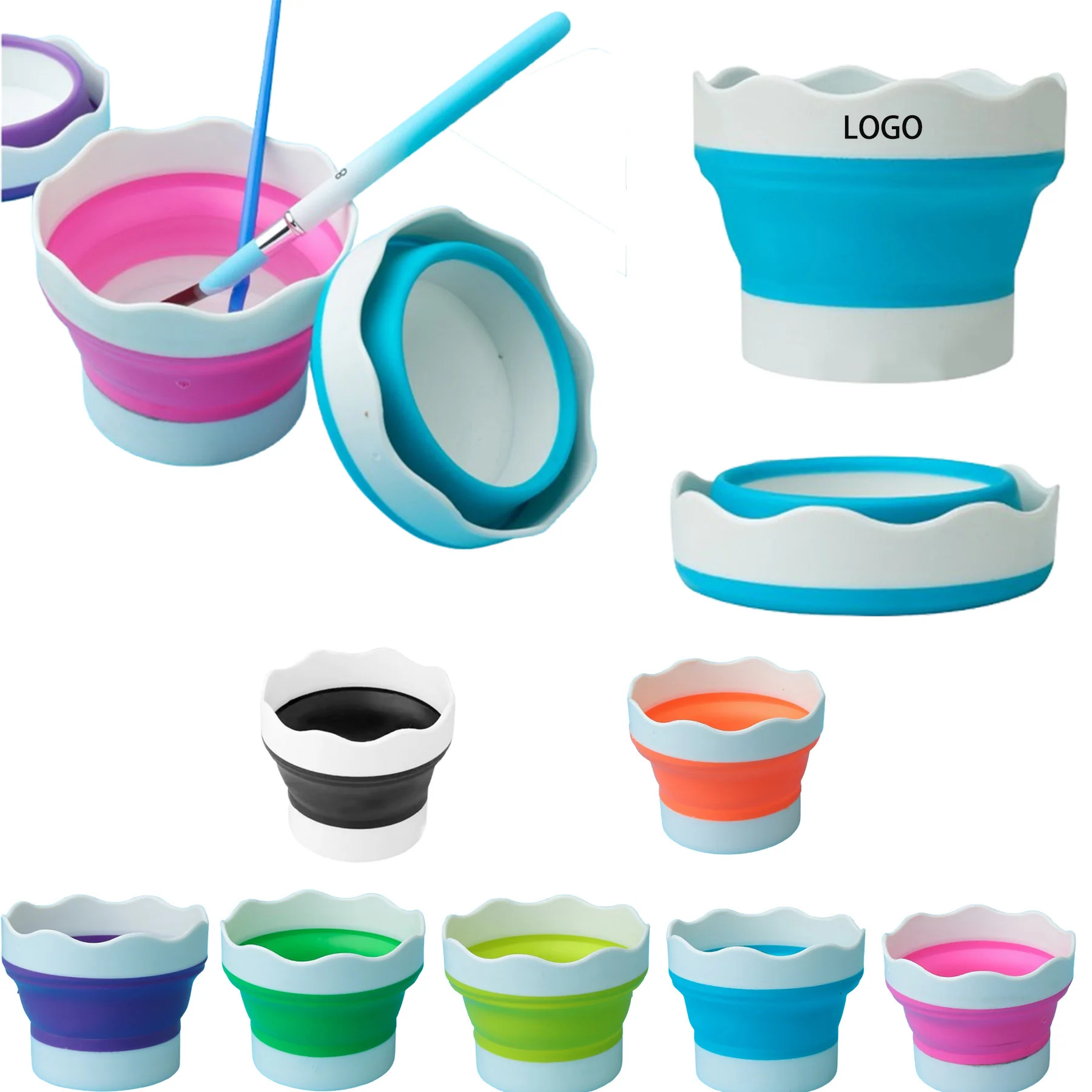 Collapsible Silicone Paint Brush Cleaner Bucket