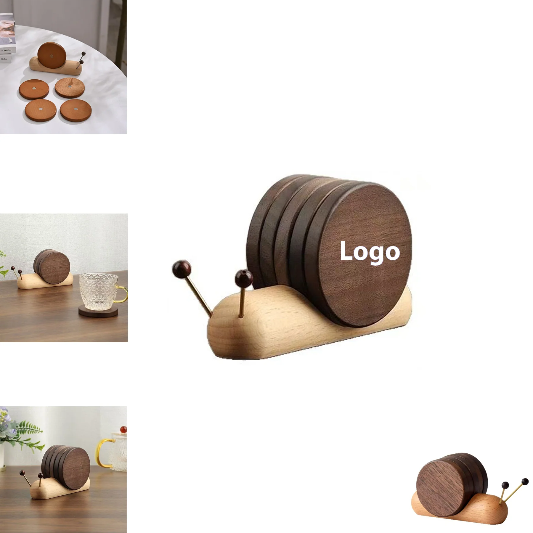 Creative Wooden Snail-Shaped Coaster