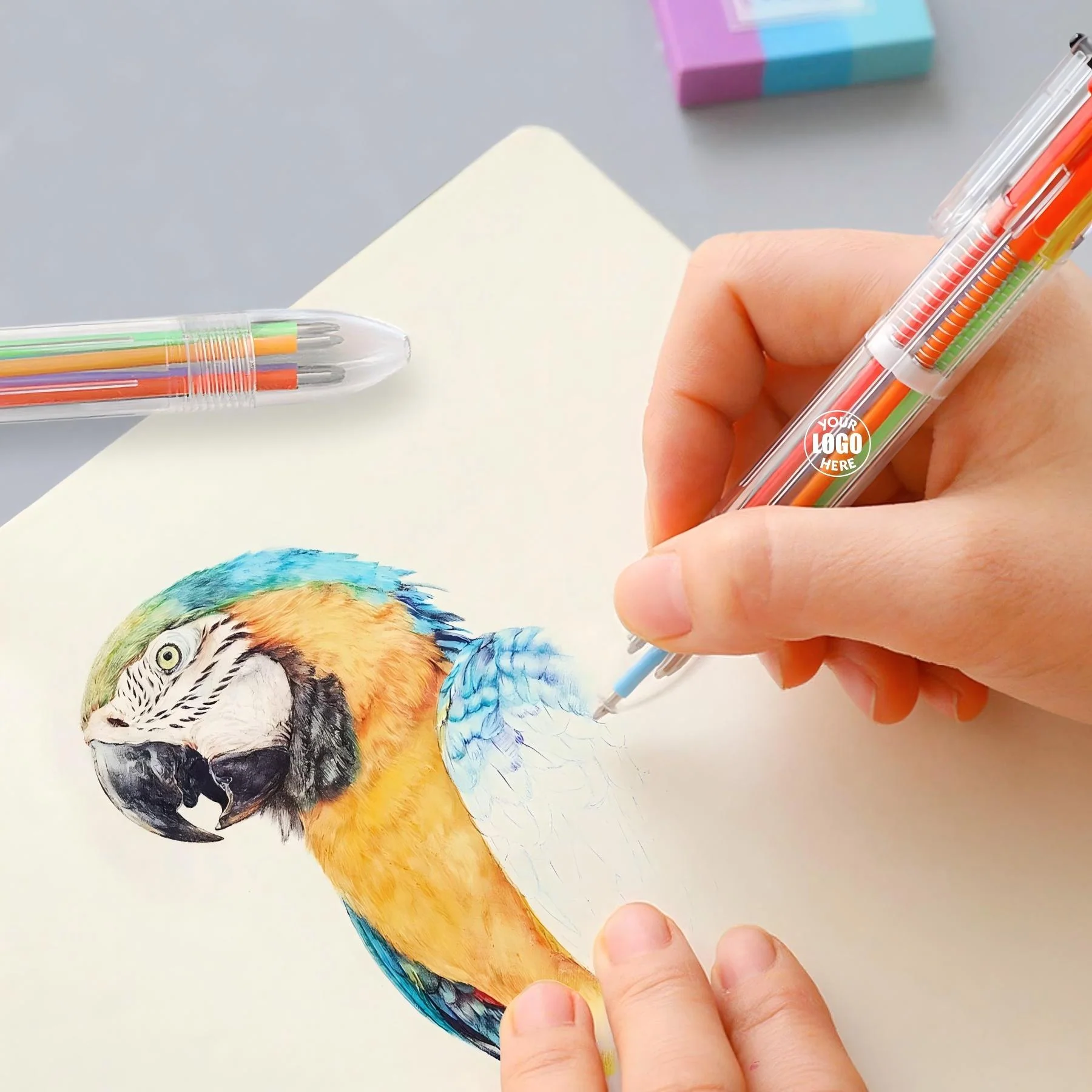 6-In-1 Multi-Color Retractable Ballpoint Pen