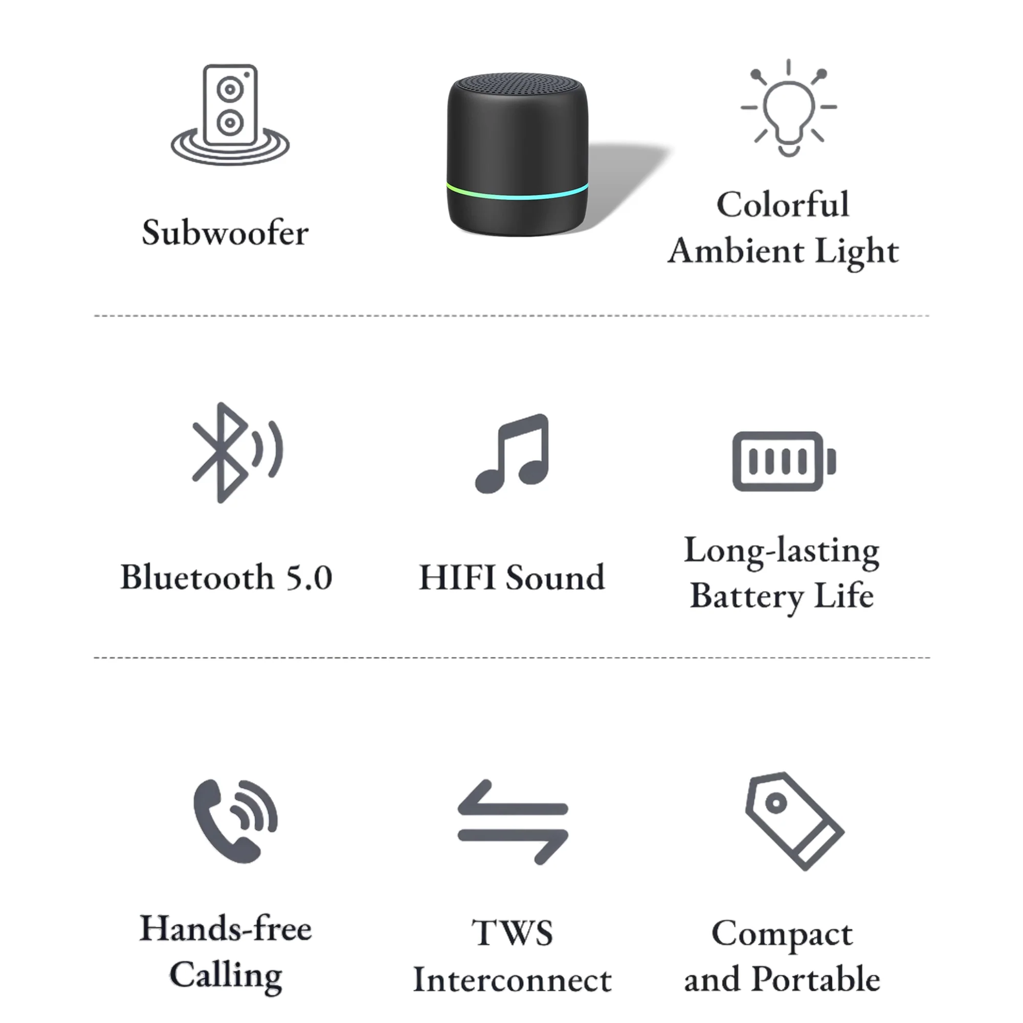 Compact Wireless Mini Bluetooth Speaker With Bass Hd Audio