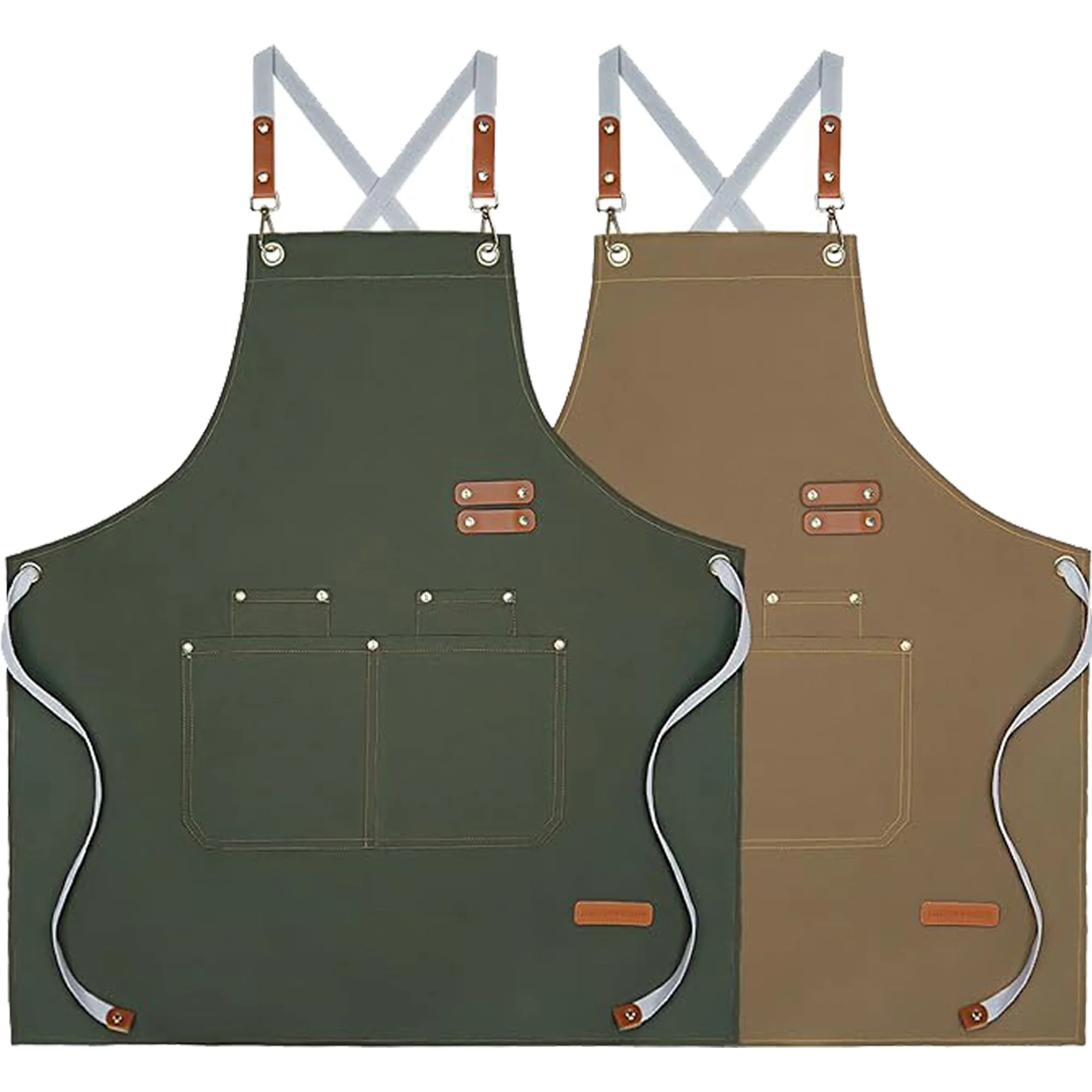 Adjustable Cross Back Waterproof Canvas Apron