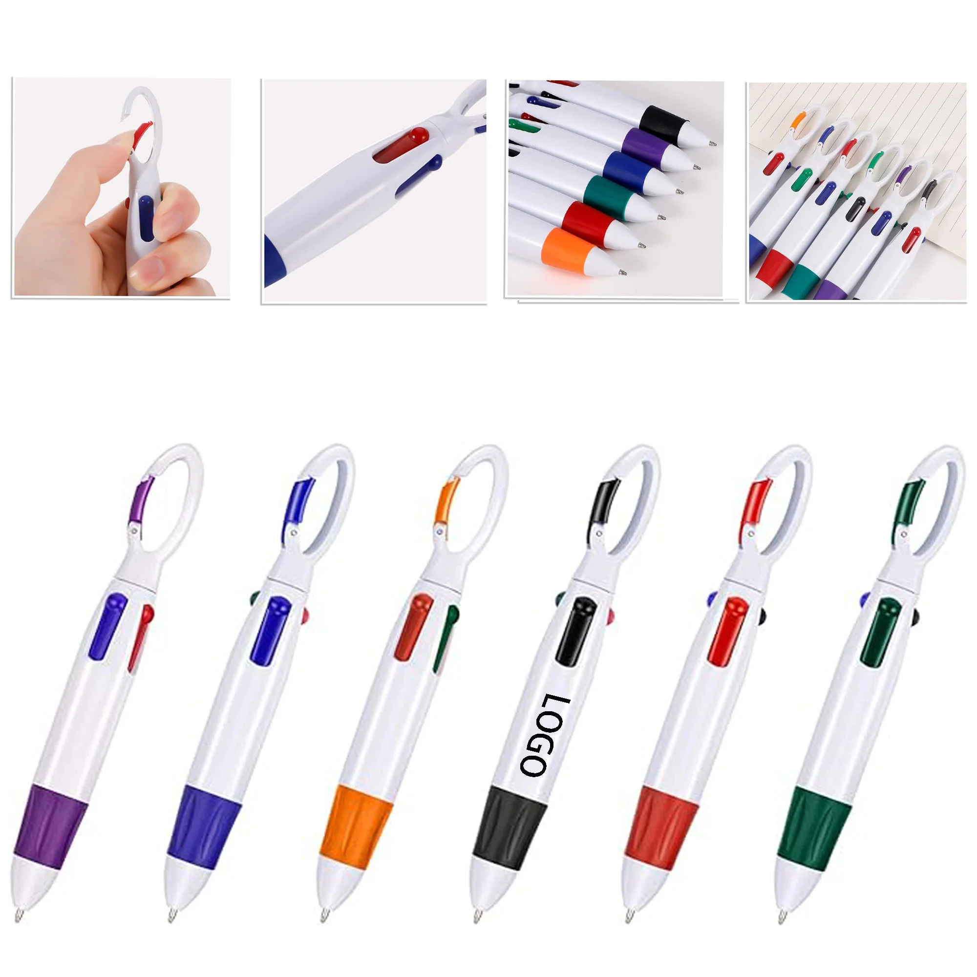 4-In-1 Multi Color Pen With Carabiner