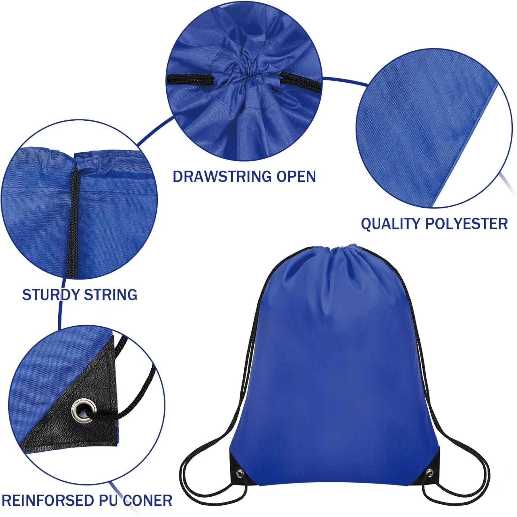 210D RPET Drawstring Backpack Lightweight Gym Bag