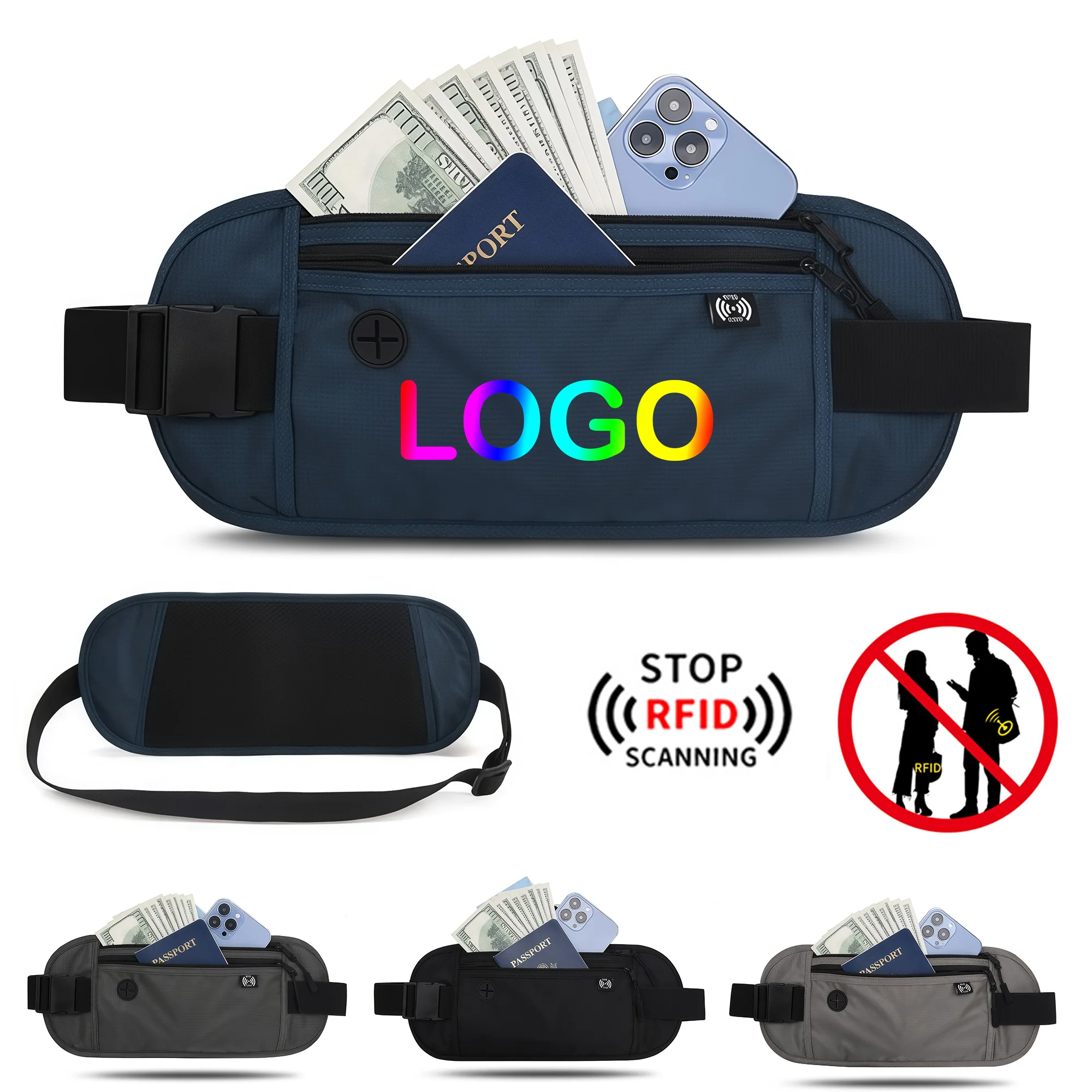 Hidden Money Belt with RFID Blocking